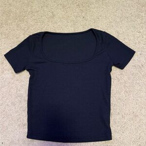 Navy Ribbed Women's Top Small